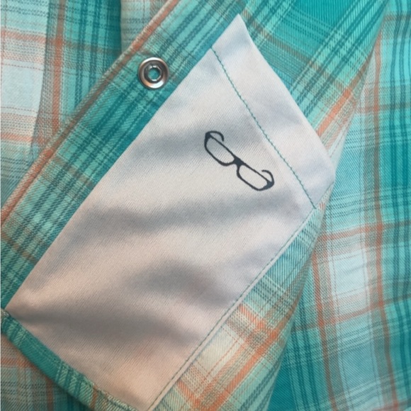 Ariat Girls Turquoise Plaid Western Snap Collard Neck Long Sleeve Shirt. NEW XXL - Picture 8 of 9